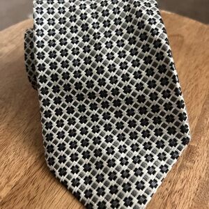 Bulgheri Silk Italian Sophisticated Black and White Geometric Tie